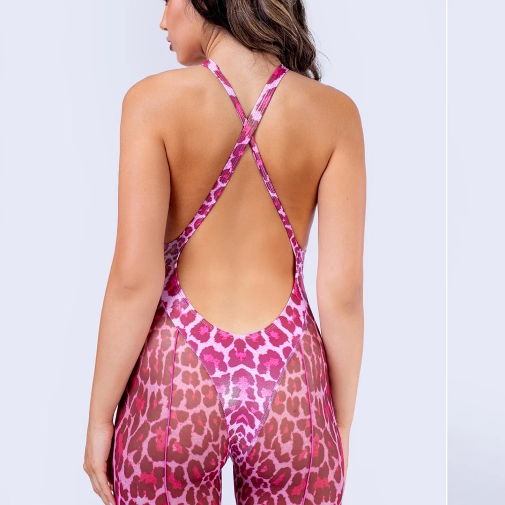 Pink Leopard Print Criss-Cross Romper